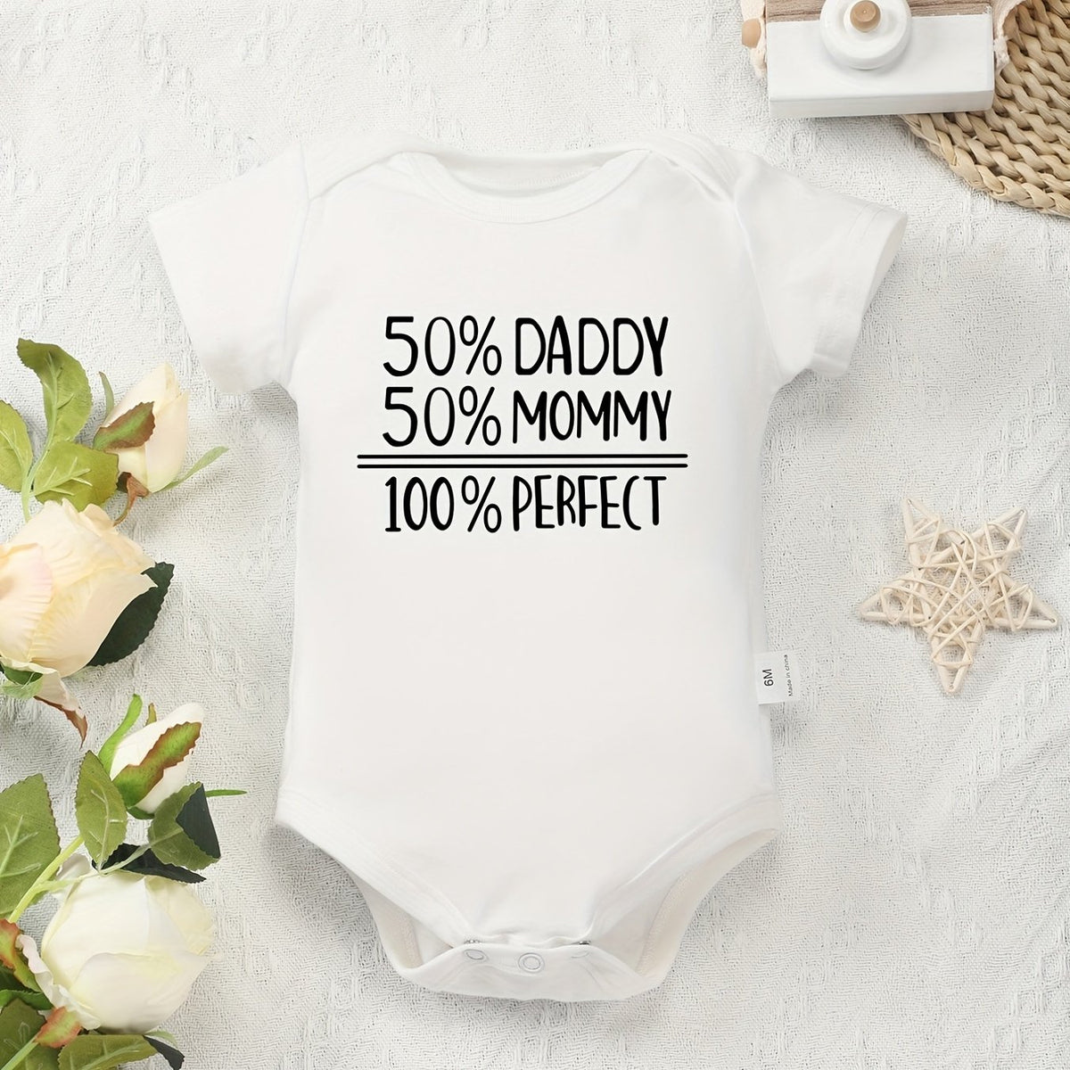 Cotton Letter Print Baby Onesies Comfortable Crew Neck Soft Baby Bodysuits