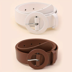 2pcs Round Pin Buckle Belt for Women