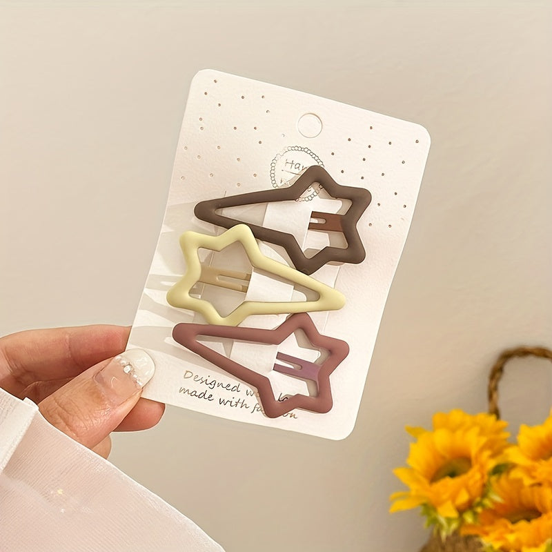 3pcs Female Hair Clip Frosted Snap Clip For Women Girls