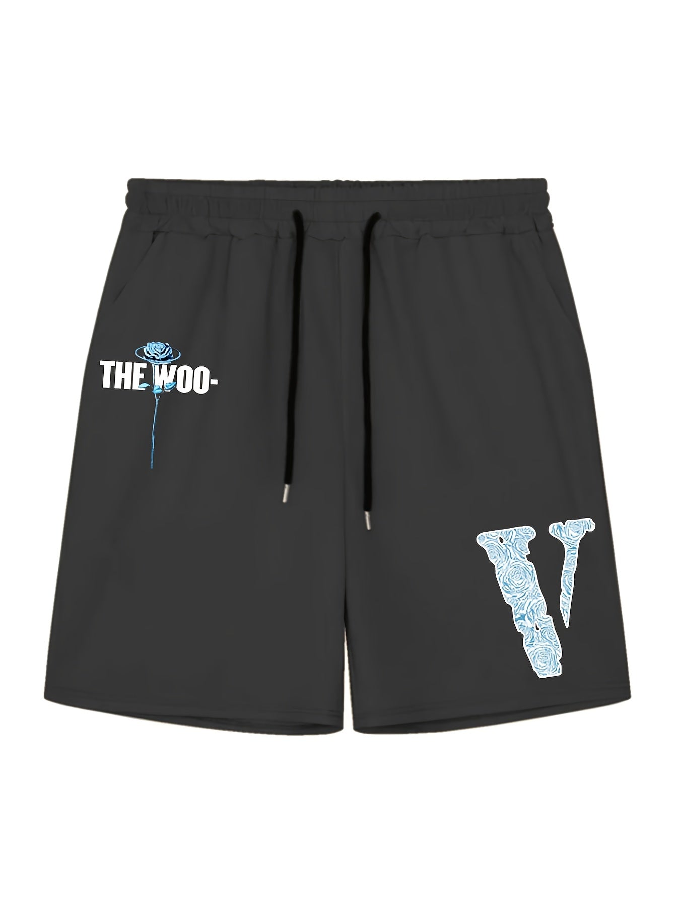 Men's Casual Sports Loose THE WOO Rose Graphic Shorts