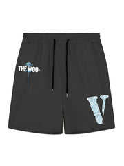 Men's Casual Sports Loose THE WOO Rose Graphic Shorts