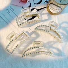 Rhinestone Faux Pearl Hair Claw for Women