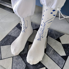 Splash Ink Print Socks Comfy & Breathable Mid Tube Stockings