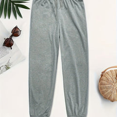  Sports Pants Women's Plus Elastic Drawstring High Rise Jogger Trousers