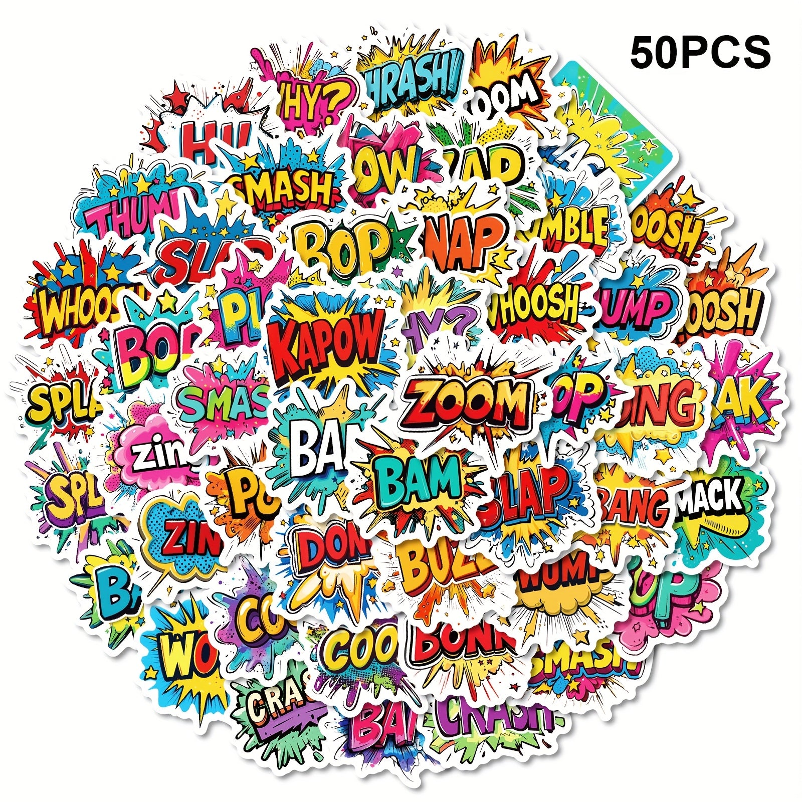 50pcs Colorful Explosion Stickers for DIY Projects Laptop Water Bottle Guitar