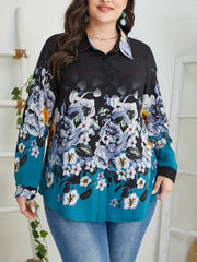  Floral Print Boho Blouse Long Sleeve Button Up Shirt Top