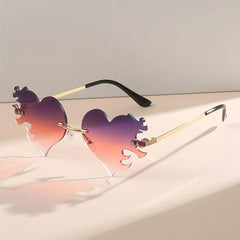 Vintage 90s Punk Heart Flame Glasses Disco Party Sunglasses