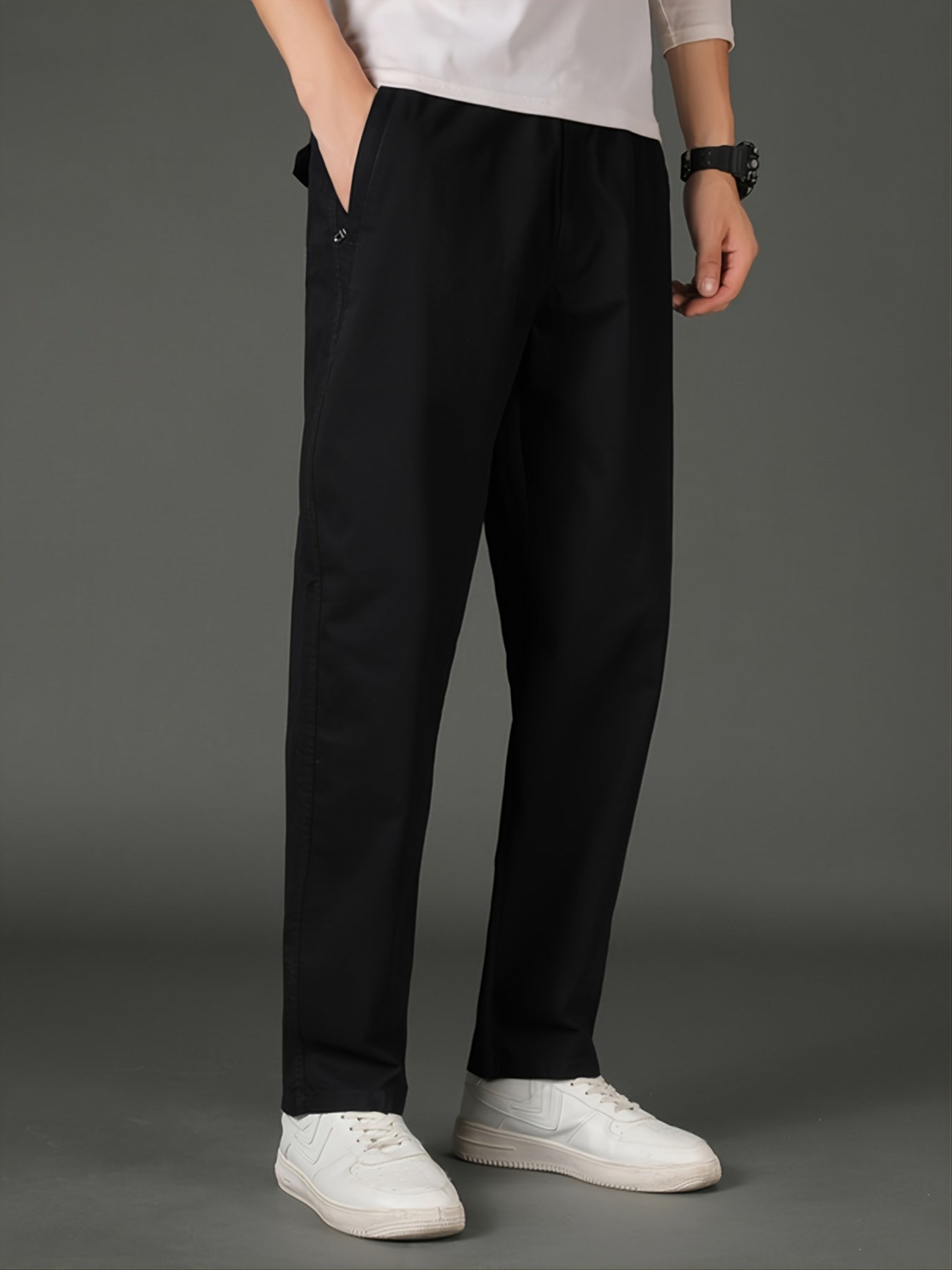 Men's Solid Slim Straight Casual Pants