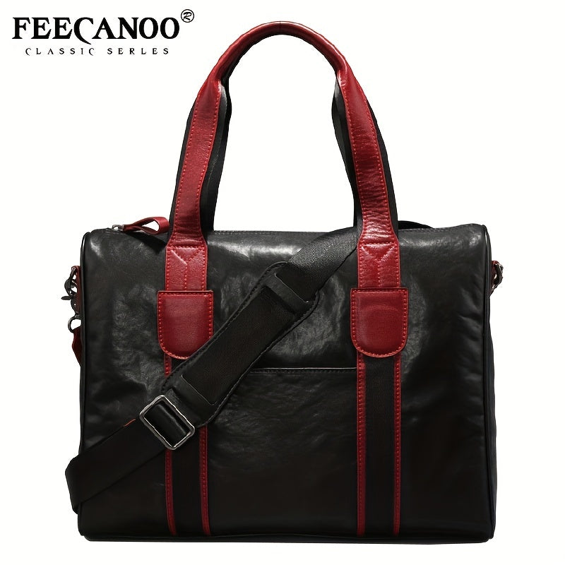 Men's Leather Briefcase Shoulder Bag for Travel Business