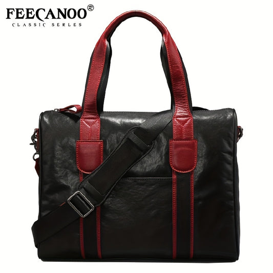 Men's Leather Briefcase Shoulder Bag for Travel Business