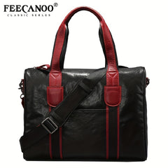 Men's Leather Briefcase Shoulder Bag for Travel Business