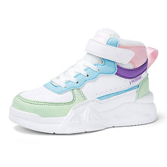 Girls High Top Sneakers Hook Loop Fastener Anti Slip Skateboard Shoes