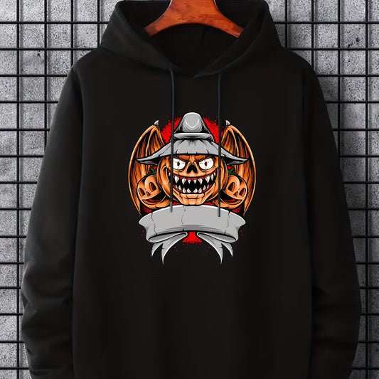 Men's Pumpkin Devil Graphic Hoodie for Halloween