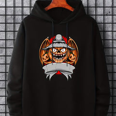 Men's Pumpkin Devil Graphic Hoodie for Halloween