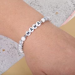 Marbling Smooth Beaded Bracelet MAMA Letter Pattern Hand Bracelet