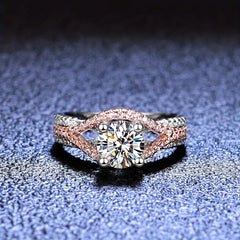 Moissanite Diamond Ring Women's Two Tone Split Band