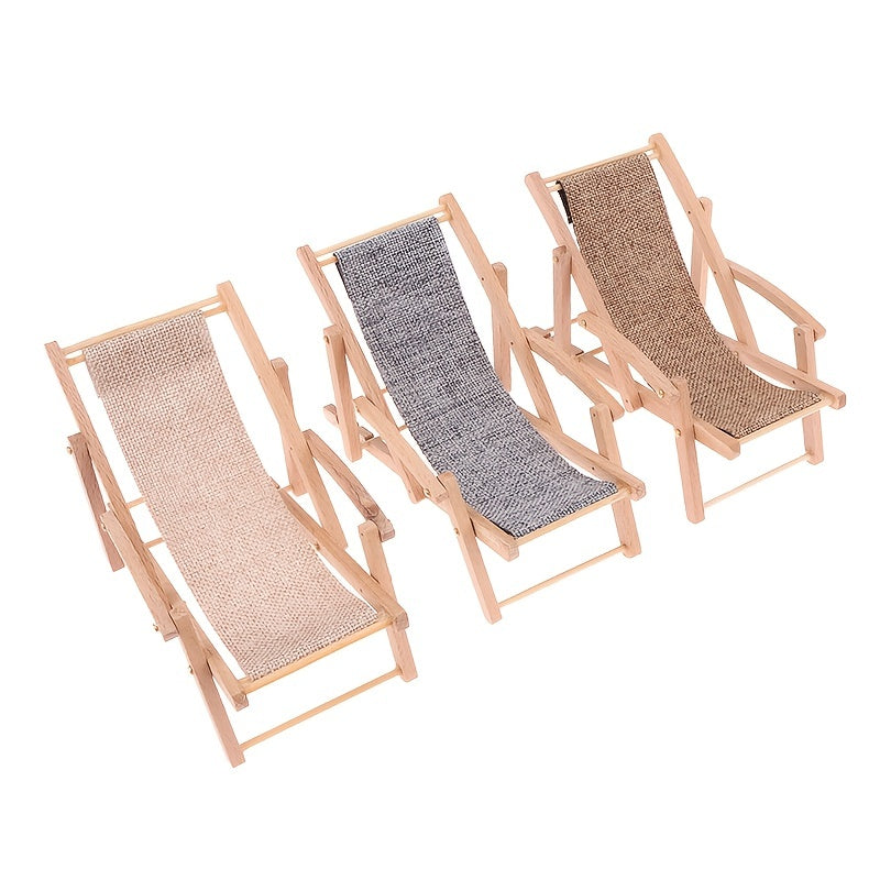 1:12 Dollhouse Beach Chair Deck Chair Model Living Scene Decor Toy