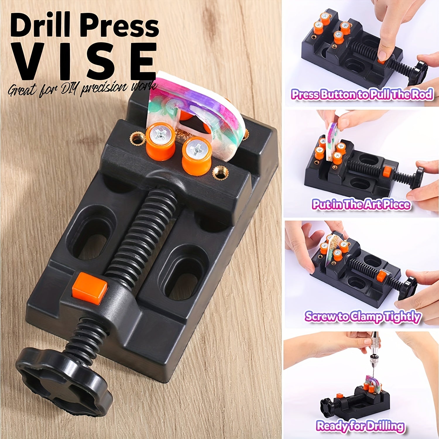 Pin Vise Hand Drill 10pcs Bit Drill Press Vise 210 PCS Keychain Supplies