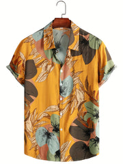 Men's Tropical Leaf Print Hawaiian Shirt