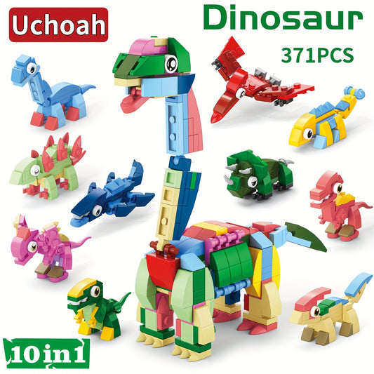 Uchoah 10 in 1 Mini Dinosaur Building Block Set Christmas Gift Assembly Toys