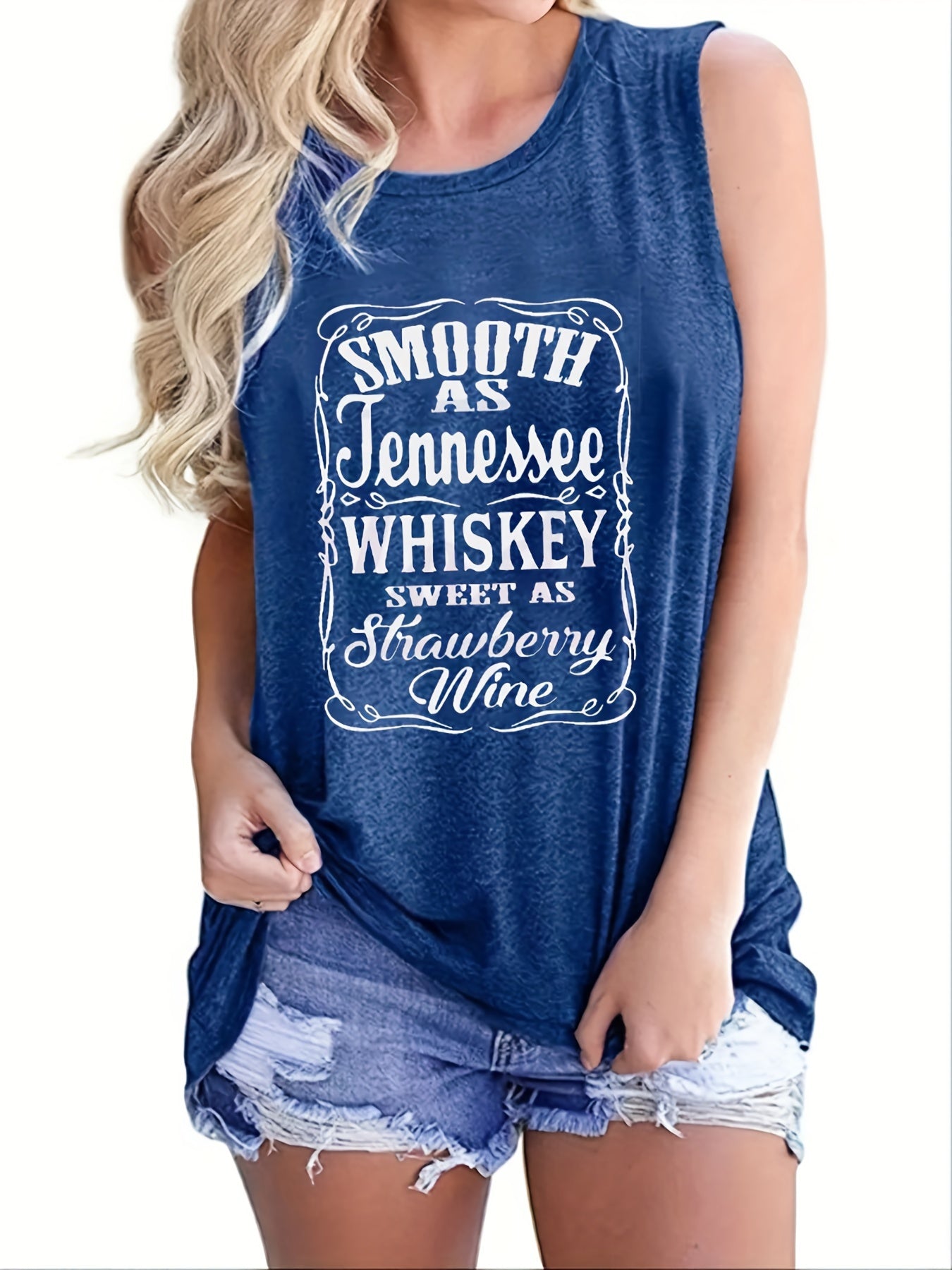 Letter Print Sleeveless Tank Top Casual Loose Tank Top