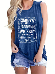 Letter Print Sleeveless Tank Top Casual Loose Tank Top