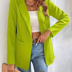  Women's Single Breasted Long Sleeve Blazer