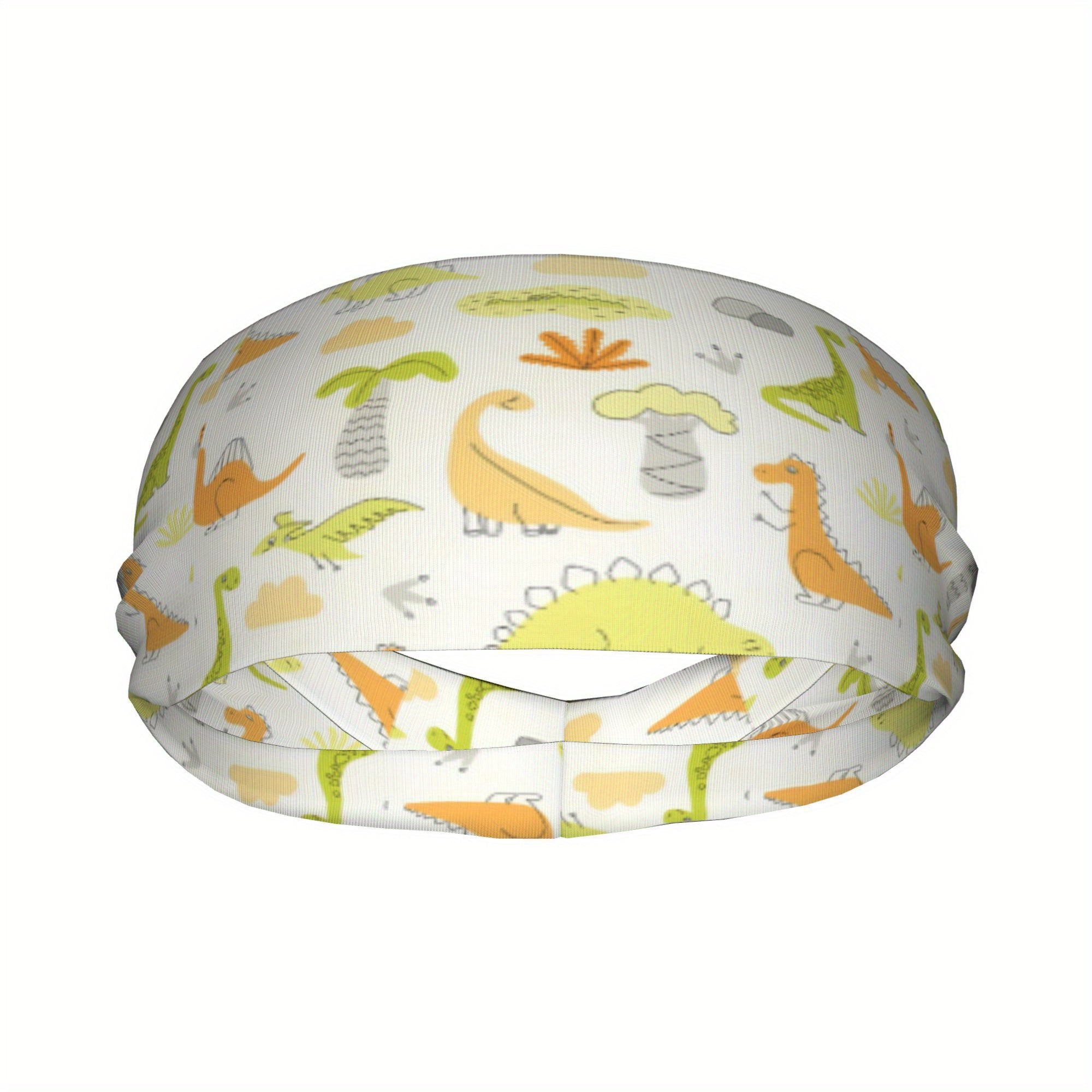 Cartoon Dinosaur Sports Headband Sweat Wicking Stretchy Breathable Polyester