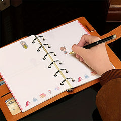 80pcs A6 Cartoon Journal Refills 6-Hole Loose Leaf Inserts Handbook Replacement