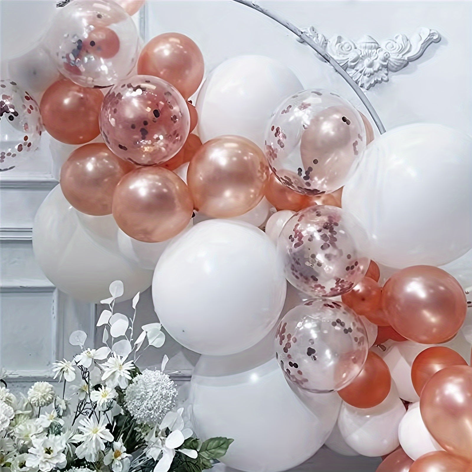 20pcs Silvery Rose Golden Confetti Balloon Set for Celebrations