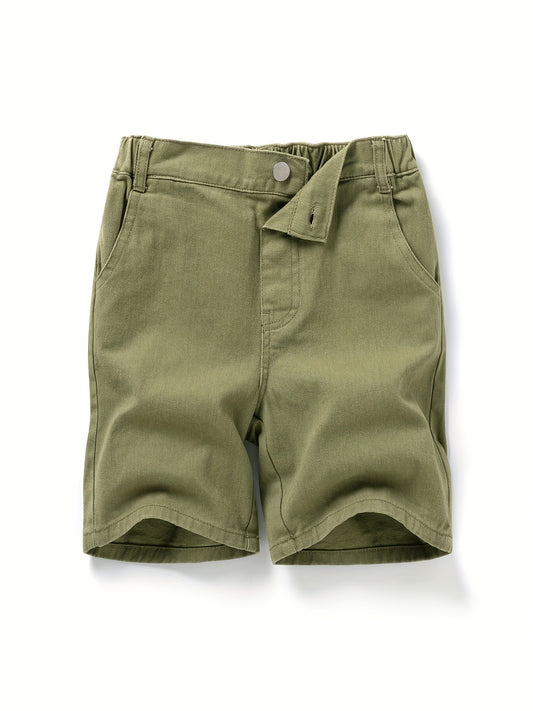 Boys Army Green Shorts with Pockets for Spring and Summer
