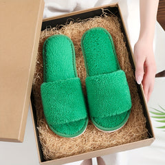 Women's Solid Slippers Comfortable Round Open Toe Slip On Shoes
