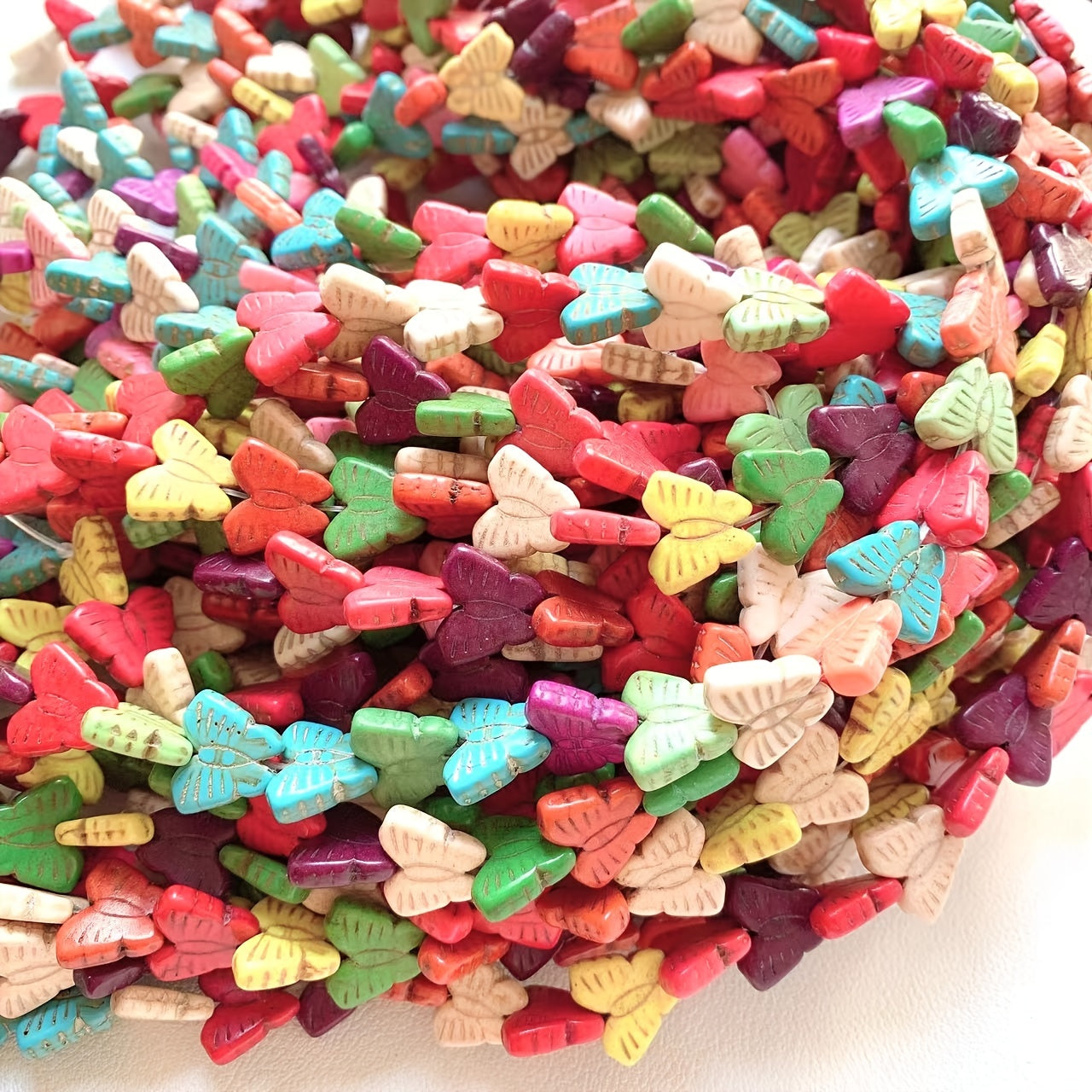 38pcs 14 12mm Butterfly Turquoise Stone Beads Jewelry Making