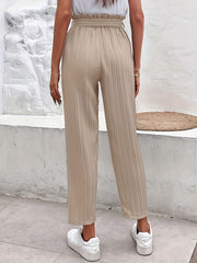 Paper Bag Waist Pants with Belt Straight Leg