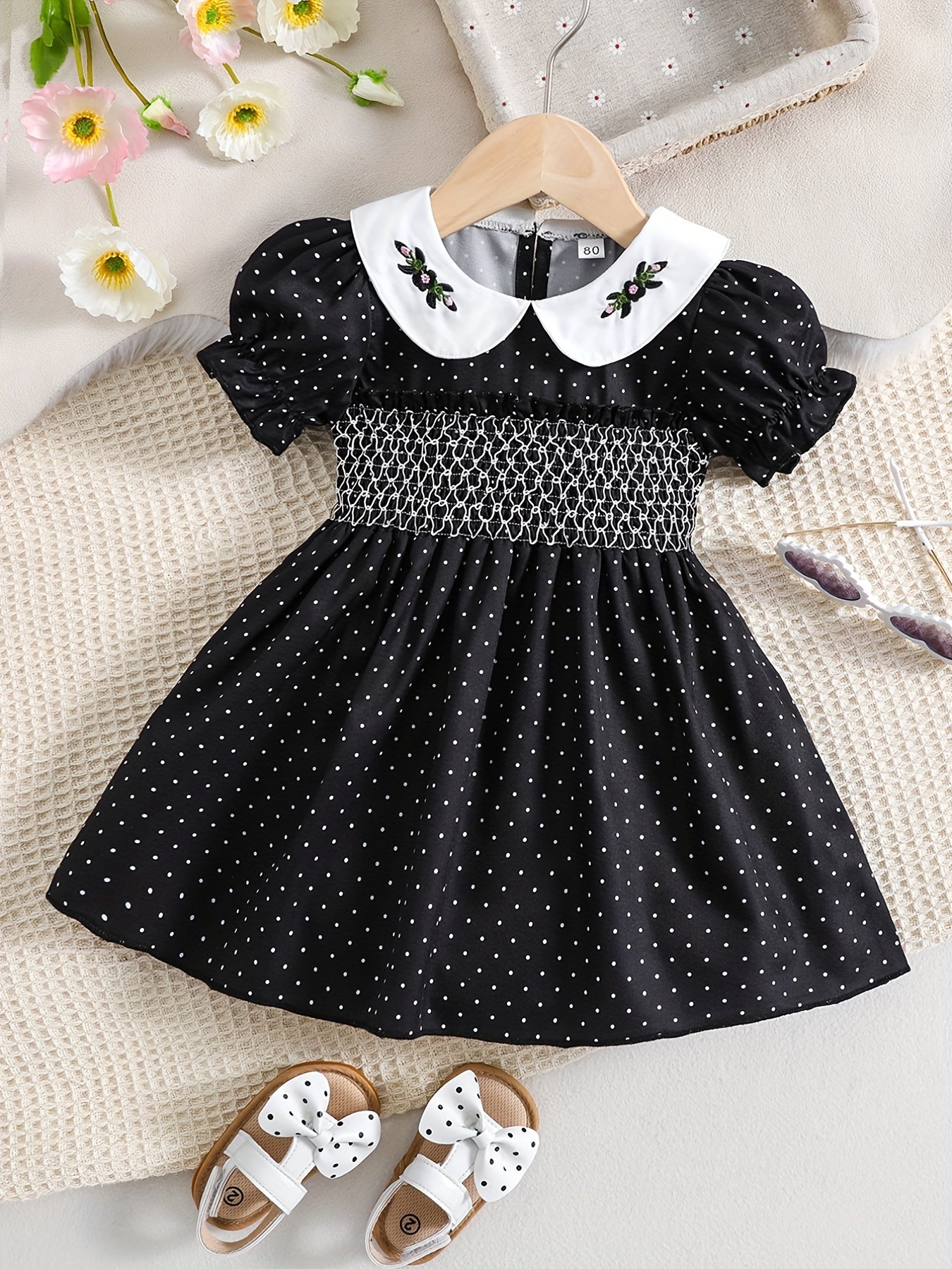 Polka Dot Puff Sleeve Dress for Girls