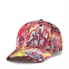 Graffiti Printed Baseball Cap Hip Hop Sun Hat Unisex Adjustable Sports Dad Hat