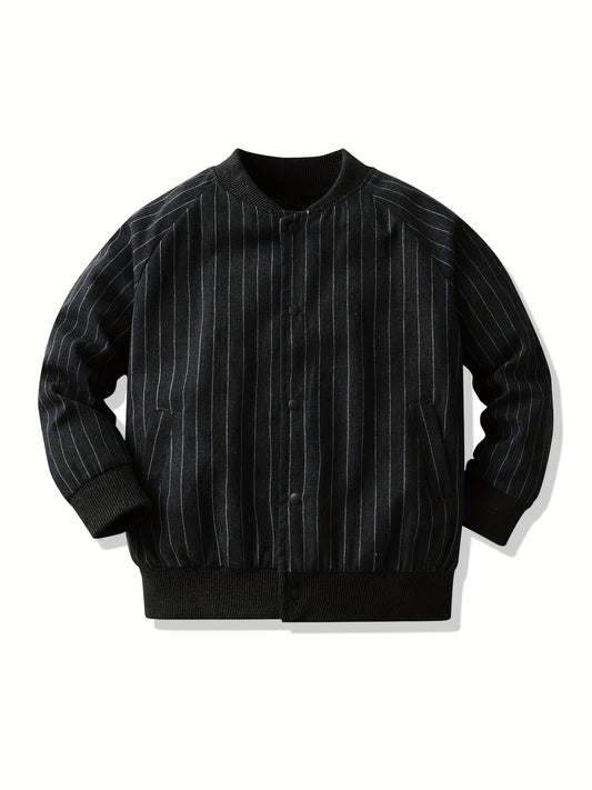 Boys Striped Zip Up Jacket Long Sleeve Non Stretch Kids Clothing