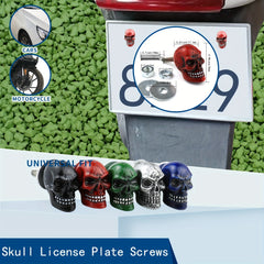 4pcs Plate Screw Skull Decoration Anti Theft Fasteners Trim Kit