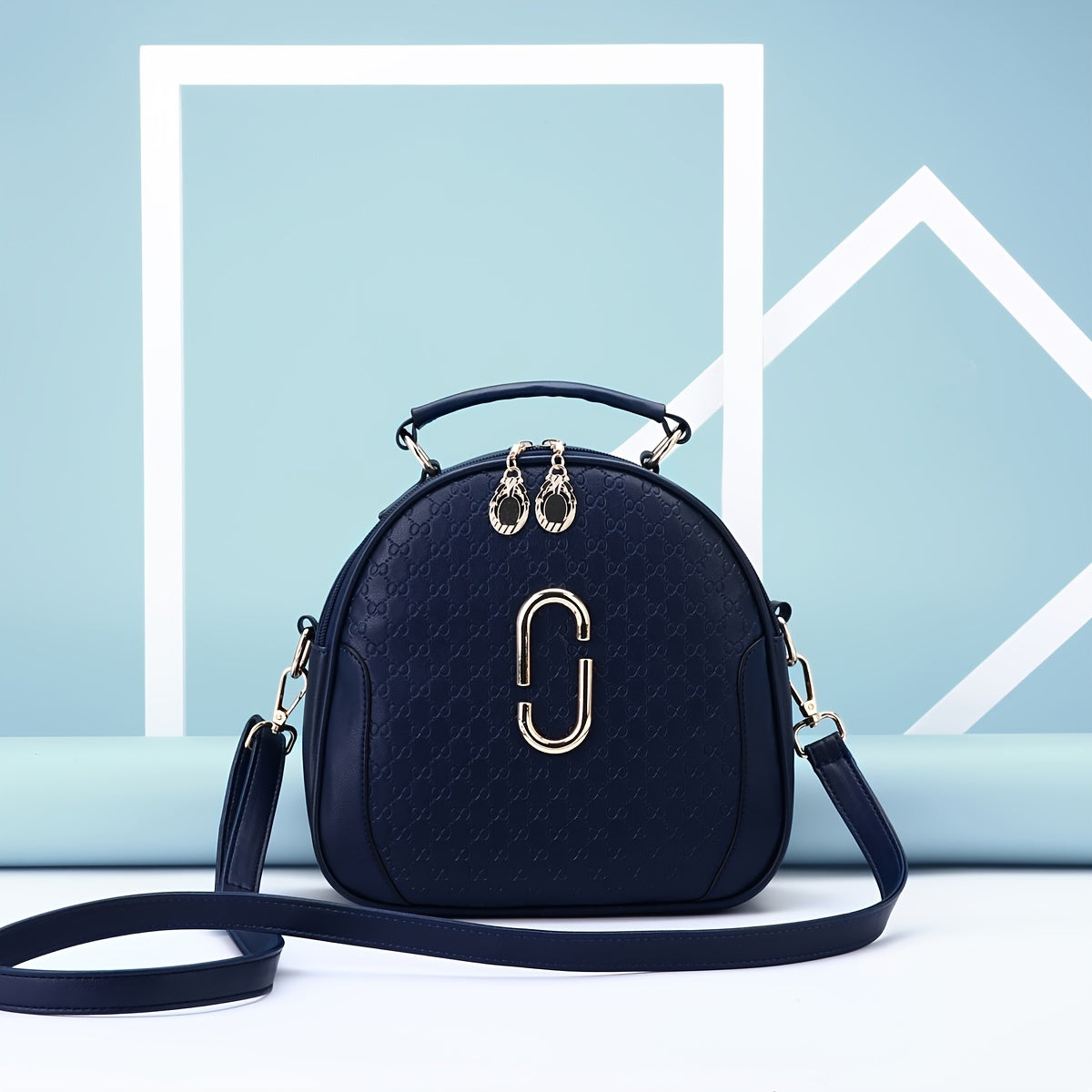 Geometric Pattern Crossbody Bag Top Handle Purse Zipper Shoulder Bag