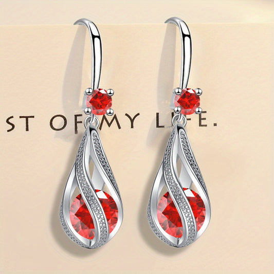 Rotating Teardrop Shape Crystal Earrings for Women Girls