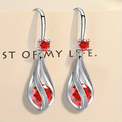 Rotating Teardrop Shape Crystal Earrings for Women Girls