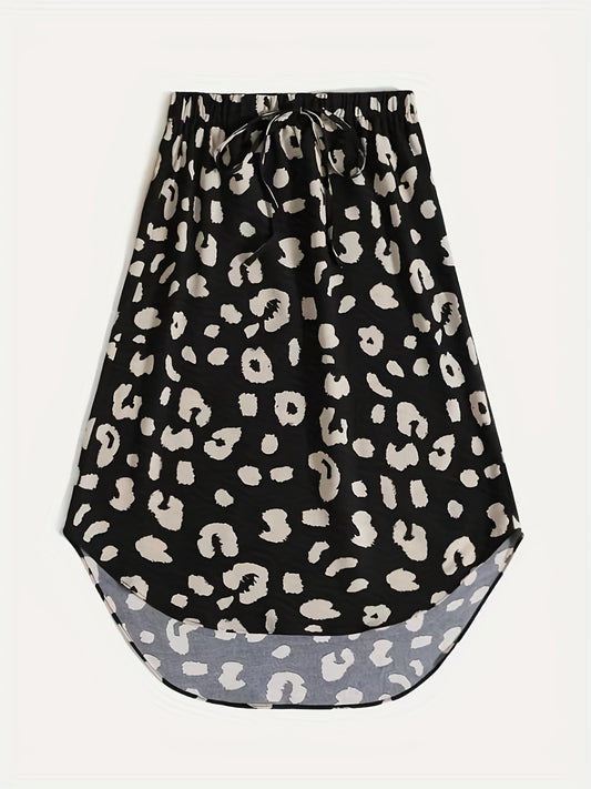 Leopard Print Drawstring Skirt Women's Casual Skirt