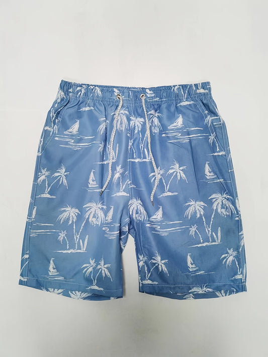 Quick Dry Mesh Lining Drawstring Men's Swim Trunks