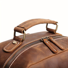 Vintage Leather Backpack Crazy Horse Leather Large Capacity Travel Bag Schoolbag