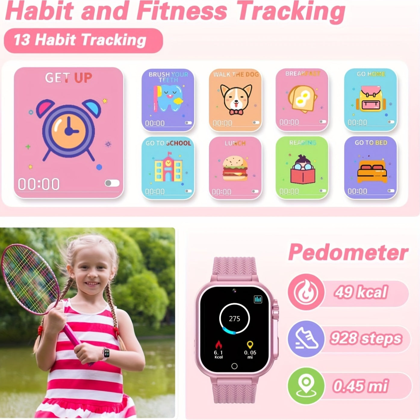 Kids' Smartwatch Music Alarm Clock Flashlight 32 Games Birthday Gift