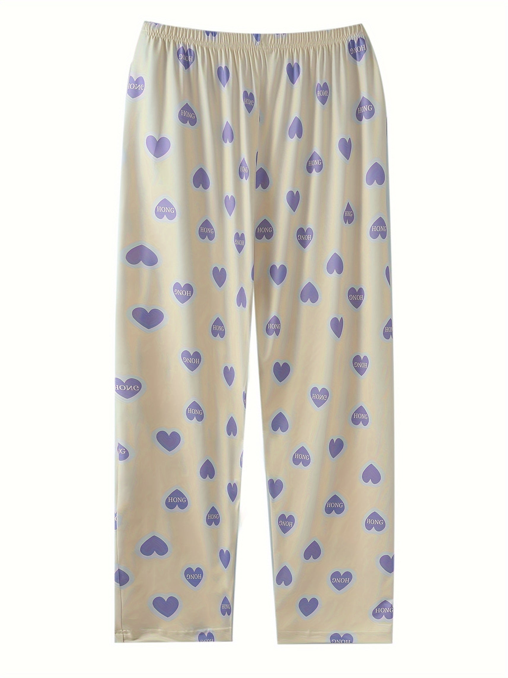 3 Pack Women's Plus Heart & Strawberry Print Sleep Bottoms