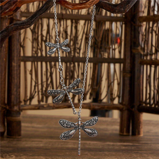 Vintage Dragonfly Pendant Necklace For Women Bohemian Charm Necklace