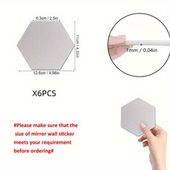 6pcs Hexagon Acrylic Mirror Wall Sticker Geometric Decorative Mirror Sticker