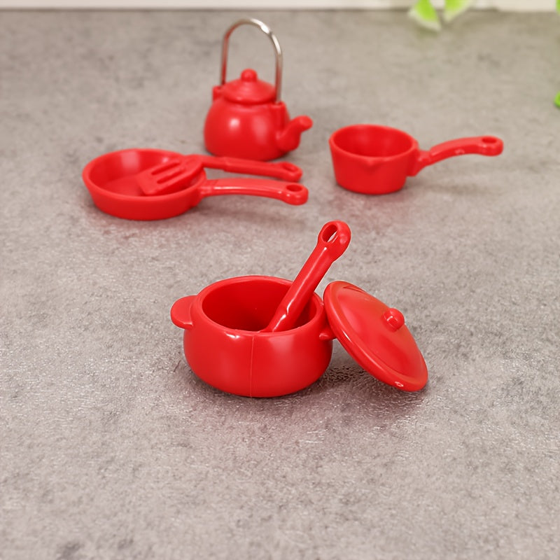6pcs Mini Kitchen Utensils Boiling Pot Pan Spoon for Dollhouse Kitch
