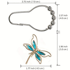 Dragonfly Shower Curtain Hook Rust-proof Rings Bathroom Decor